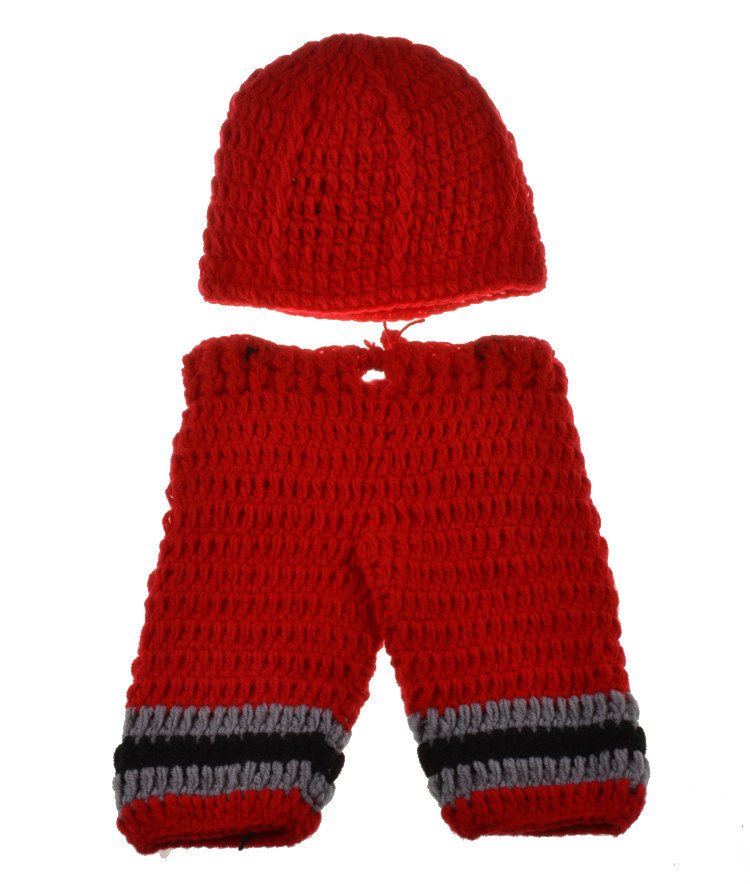 Handmade Crochet Baby Fireman Outfit Newborn Photo Props Knitted Baby Costume Christmas Outfit Baby shower Gift