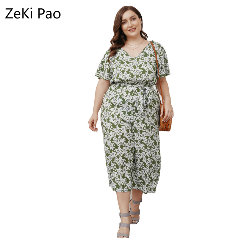 Fashion Plus Size Casual Women's Style Cotton Elastic Waist Jumpsuit 2020 Spring and Summer Temperament Commuter Jumpsuit, Black