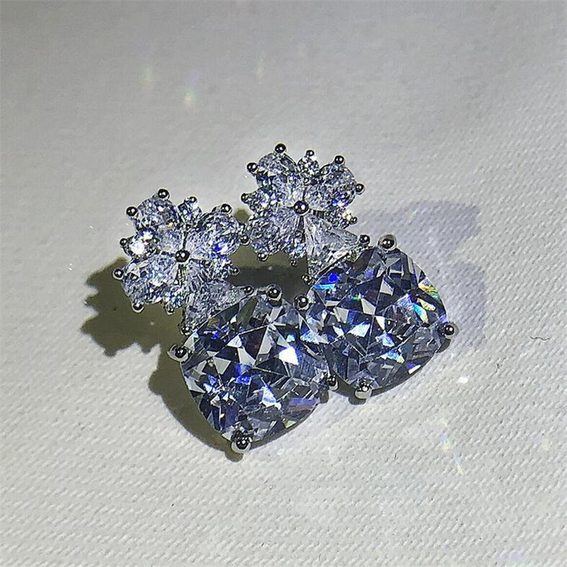 2024 New Bridal Dangle Earrings: Sterg Sier White Topaz CZ Drop Jewelry