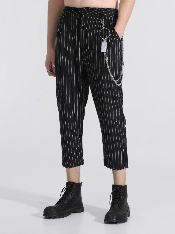 Trendy men's clothing British style personality chain stripes contrast color slim feet pants men's business casual trousers, Black
Trendy men's clothing British style personality chain stripes contrast color slim feet pants men's business casual trousers, Black