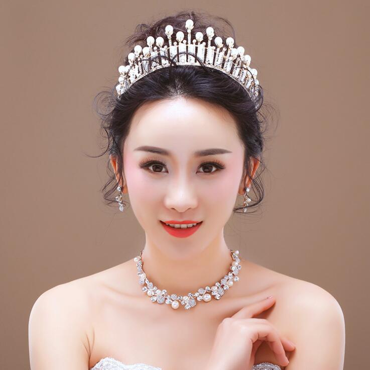 Bridal Jewelry valentine's day gift bride accessories set for Wedding decorations necklace earrings and a crown set