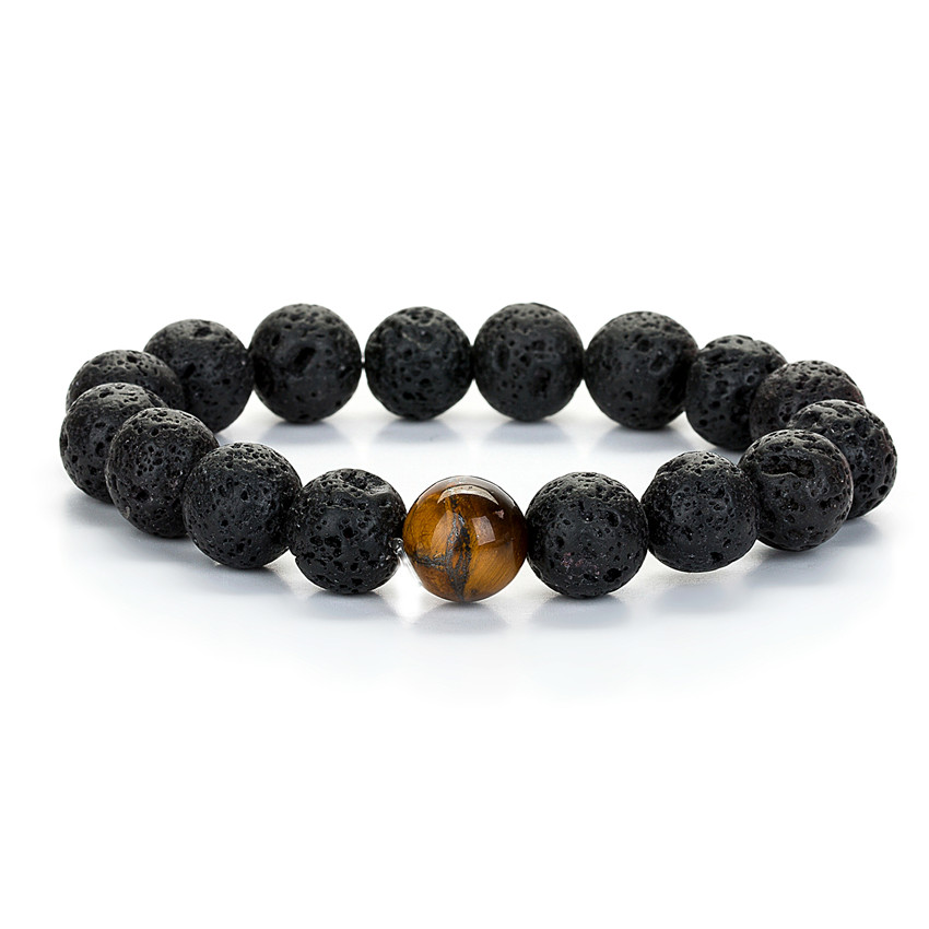 Natural stone Beaded bracelet Strands men's volcanic Rock Gemstone essential oil diffusion yoga wrist jewelry