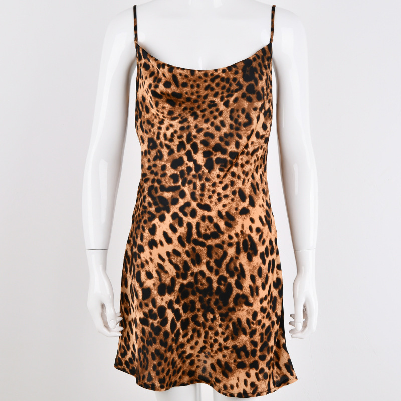 2018 Sexy Woman Leopard Dresses Mujer Clothing Sleeveless Slim Fit Ladies Party Club Dress Mini Bodycon Backless Femme Camisole Y19012102