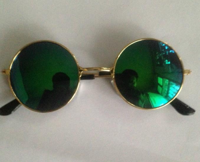 Children Gothic Sunglasses kids Round Mirrored Lens Gold Metal Frame Glasses Girl Boy Sunblock colorful