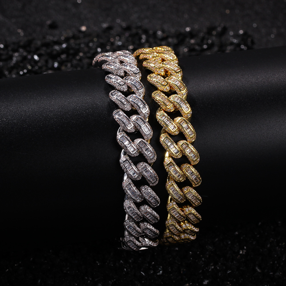 2019 New Hip Hop Diamond Necklace Micro Square Cubic Zirconia Copper Pendant Necklace Set With Diamonds 18k Gold Plating Iced Out Chains