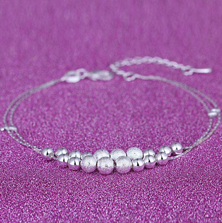Wholesale- New Foot Jewelry Anklets Hot Sale Silver Anklet Link Chain For Women Girl Foot Bracelets Fashion Jewelry Wholesale Free Shipping
