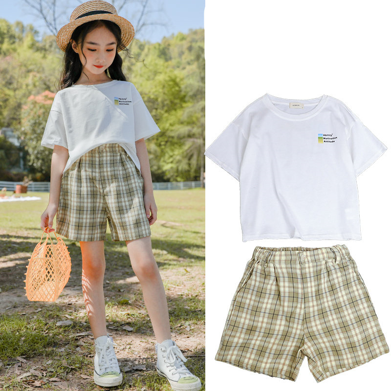 Kids Girls Summer Clothing Set New Fashion Children Short Sleeve Tops + Plaid Shorts 2 pcs Set Teenager Girls Outfits 5-14Yrs, White
Kids Girls Summer Clothing Set New Fashion Children Short Sleeve Tops + Plaid Shorts 2 pcs Set Teenager Girls Outfits 5-14Yrs, White