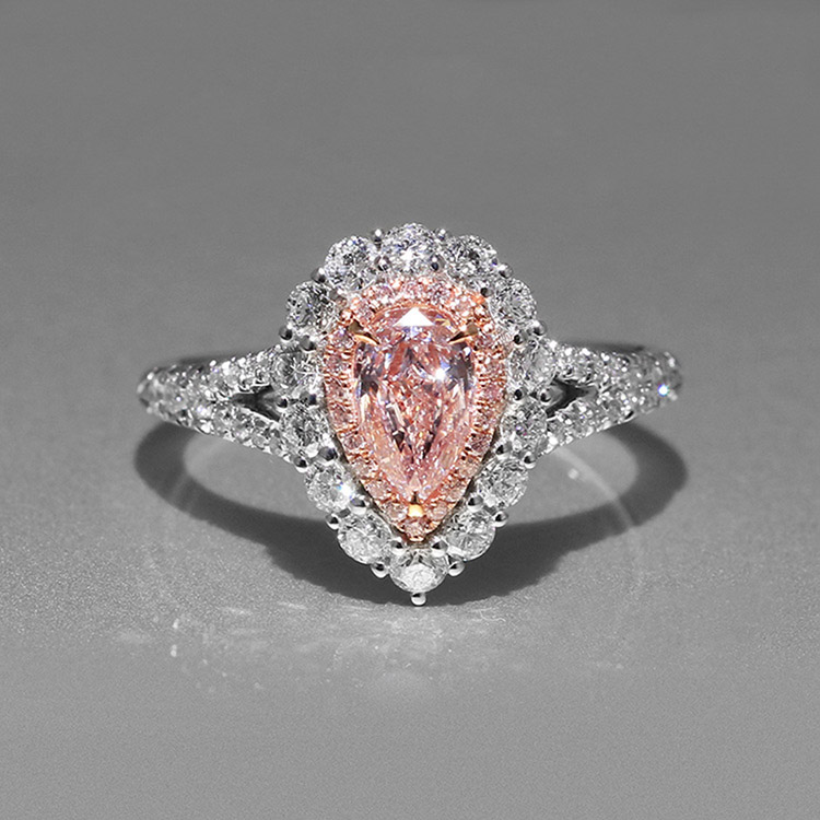 Pink Teardrop Diamond Wedding RING 925 Sterling Silver Water drop Engagement Rings with Retail box set for Women Factory wholesale - view 6