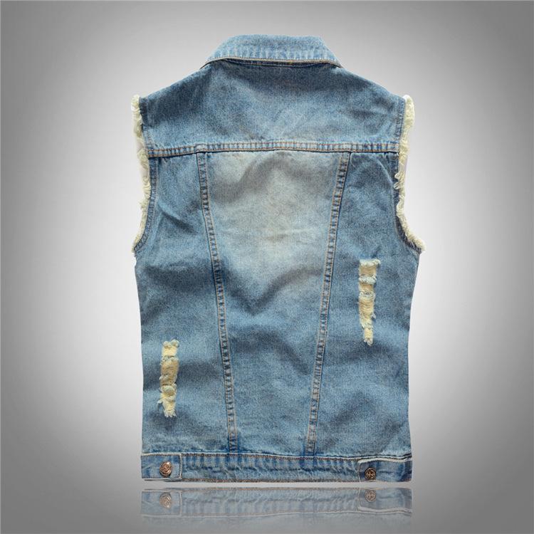 korean mens jeans vest ripped denim jacket slim fit sleeveless summer new style jeans male coat 6xl