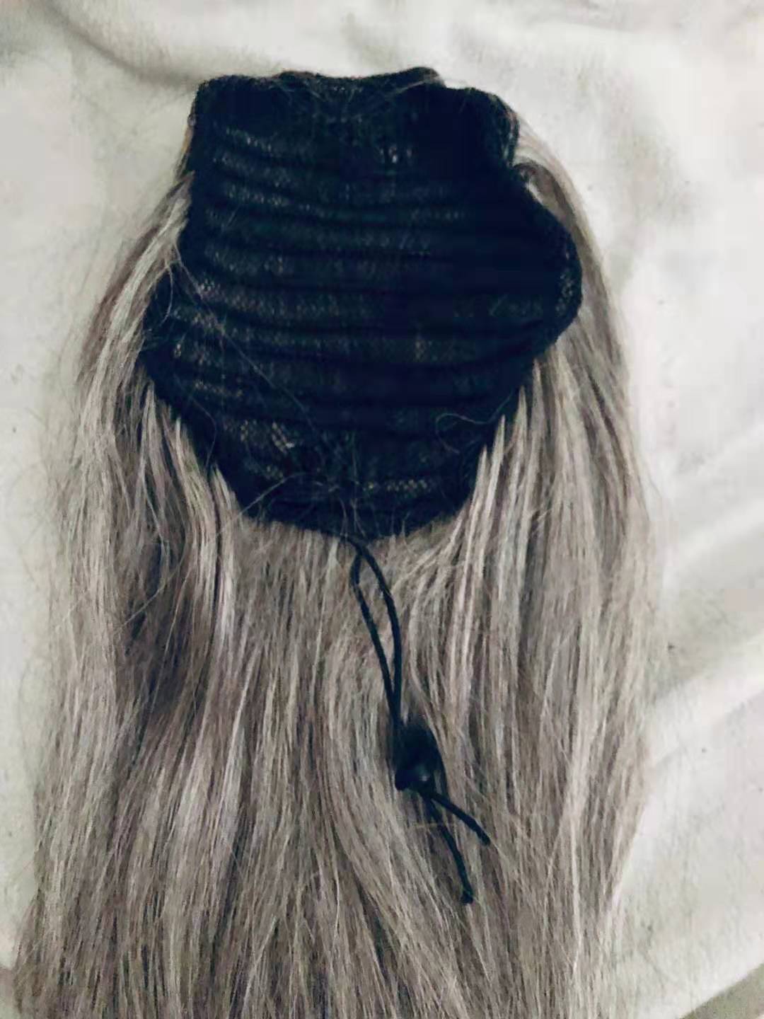 Cuticle aligned silver grey ponytail extension 100 human balayage white gray hair ponytail hairpiece straight long human hair ponytail 120g