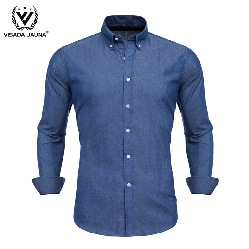 Mens Denim Shirt Blouses 2020 Dress Casual Shirts Social Male Slim Fit Shirts For Men Chemise Longue Large Size Erkek Gomlek, White;black
Mens Denim Shirt Blouses 2020 Dress Casual Shirts Social Male Slim Fit Shirts For Men Chemise Longue Large Size Erkek Gomlek, White;black