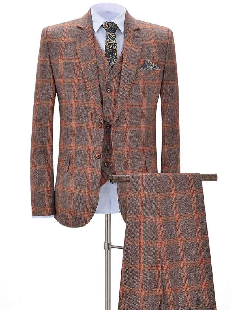 2019 New Orange Men's Plaid Suits 3 Pieces Formal Notch Lapel Business Tuxedos Groomsmen For Wedding(Blazer+vest+Pants)
2019 New Orange Men's Plaid Suits 3 Pieces Formal Notch Lapel Business Tuxedos Groomsmen For Wedding(Blazer+vest+Pants)