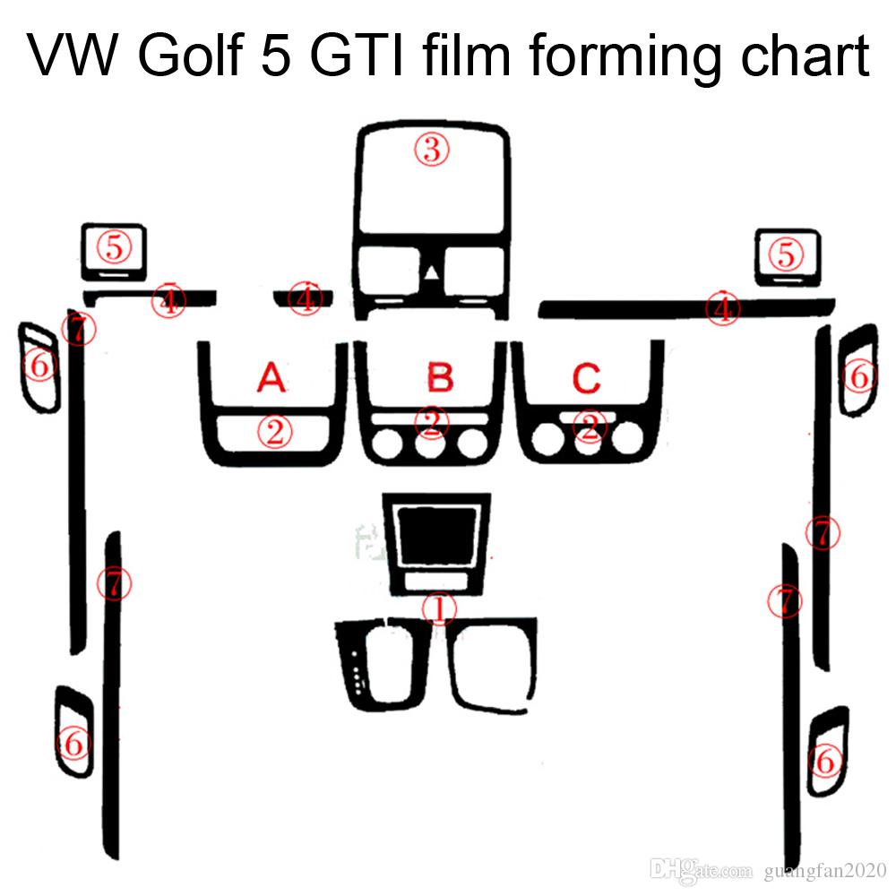 For Volkswagen VW Golf 5 GTI MK5 Interior Central Control Panel Door Handle Carbon Fiber Stickers Decals Car styling Accessorie