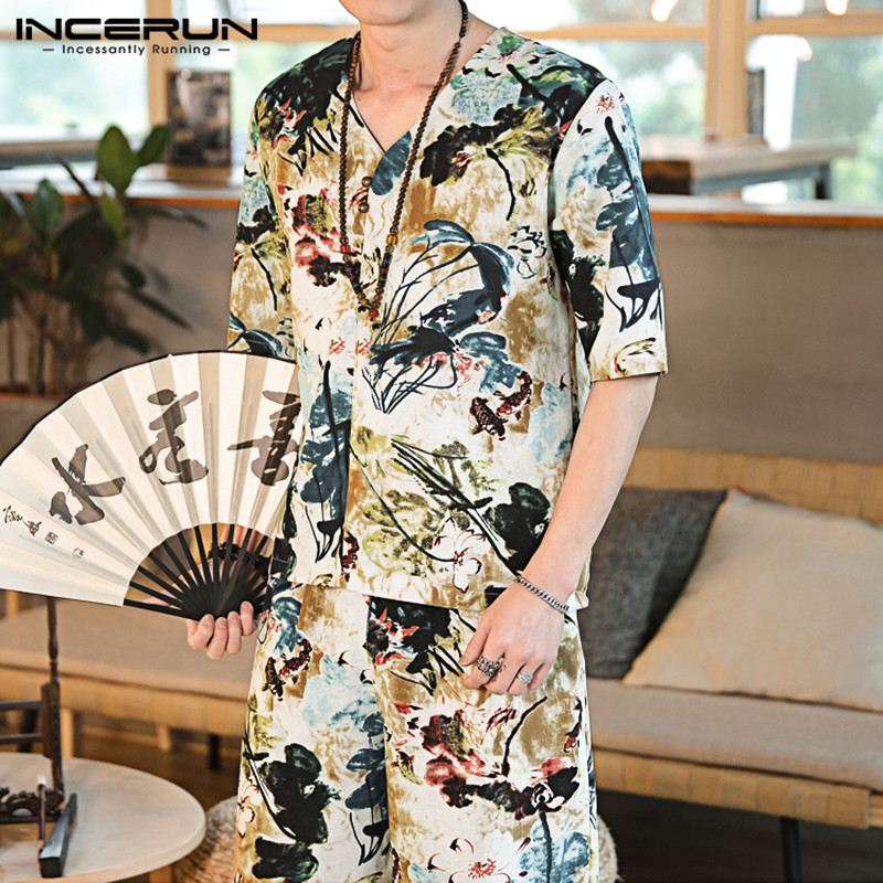 Fashion Men Chic Printed Short Sleeve V Neck T-shirt+Shorts Casual Sets Retro Comfort Joker Mens Suits Summer Streetwear INCERUN, Beige
Fashion Men Chic Printed Short Sleeve V Neck T-shirt+Shorts Casual Sets Retro Comfort Joker Mens Suits Summer Streetwear INCERUN, Beige