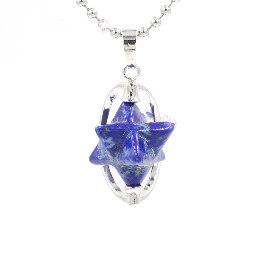 Reiki Healing Crystal Five Star Pendant Men and Women Stainless Steel Reiki Healing Necklace