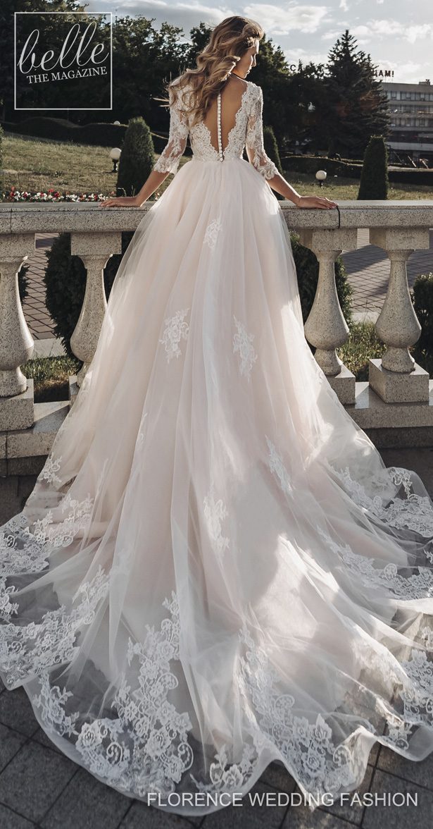bohemian florence wedding dresses v neck lace appliques 3 4 long sleeves tulle long bridal gowns plus size beach robe de marie