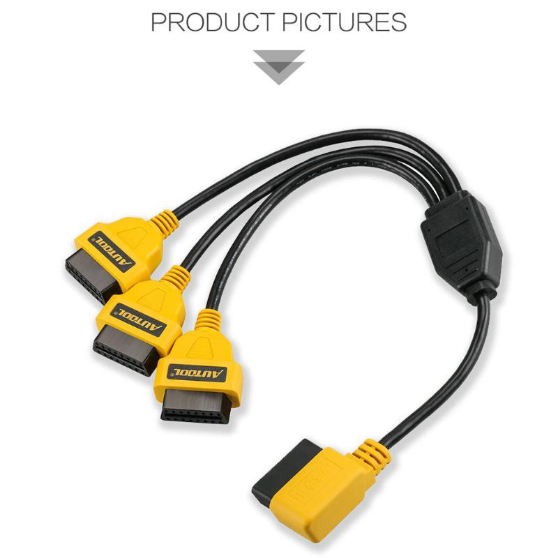 Car OBD2 Splitter Cable Automobile 50CM OBD 2 II Male to Female Y Cables 1 to 3 Converter Adapter Extension Split Cord