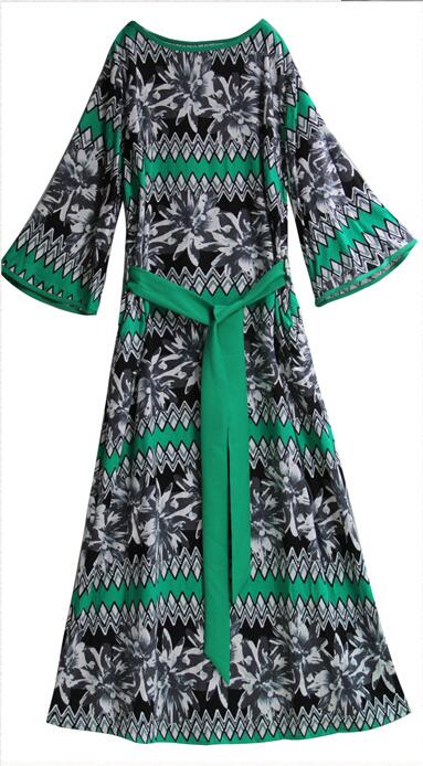 2020 Women Spring Summer Enthnic Clothing Cotton Linen Printed Dress Ladies Vintage Patchwork Retro Robe Dress Female Improve Hanfu