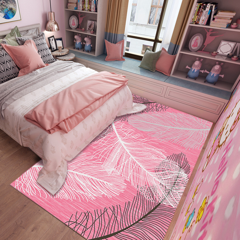Simple modern feather living room rugs bedroom carpet children's bedside model window mat floor 3d mat rainbow rug
