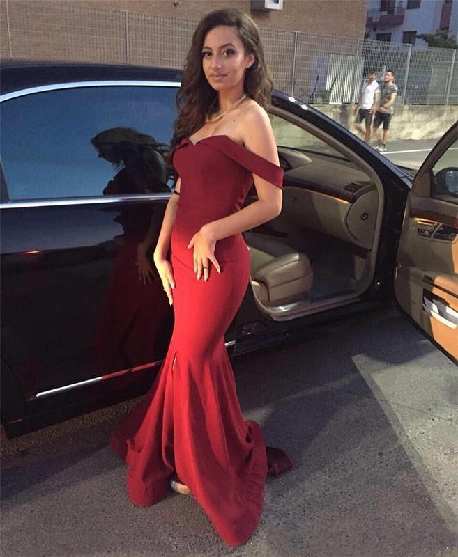 Dresses Prom Bury Mermaid Elegant Off The Shoulder Floor Length Plain Custom Made Evening Party Gowns Formal Ocn Wear Vestido