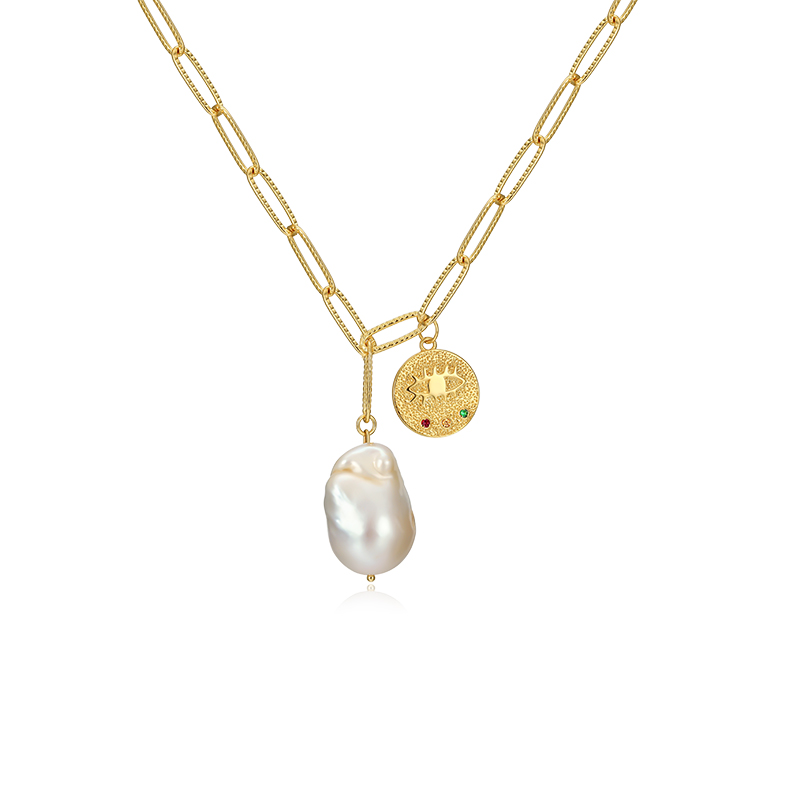 Pendant Necklaces European And American Retro Baroque Gold Coin Large Freshwater Pearl Necklace Female Tide
Pendant Necklaces European And American Retro Baroque Gold Coin Large Freshwater Pearl Necklace Female Tide