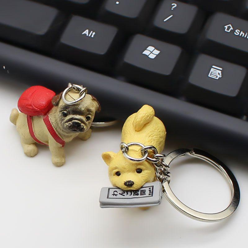 4pcs/lot 3d Pet Dog Lovers Animal Keyring Dog Bag Charms Keychains Fashion Jewelry New Key Ring Chain Key Holder