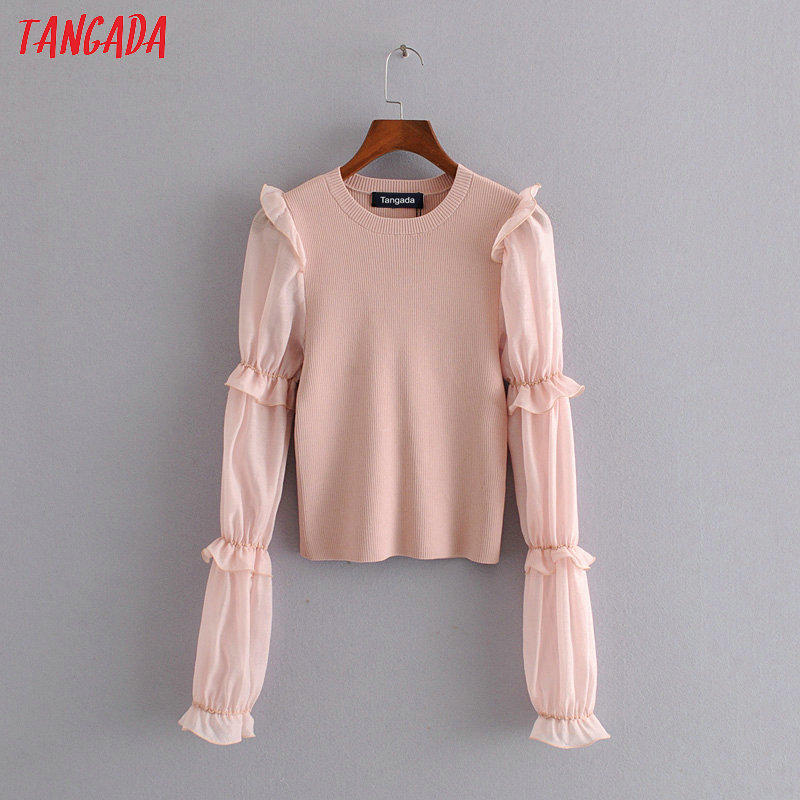 Tangada korea chic women pink thin sweater mesh patchwork long sleeve vintage ladies knitted jumper tops 3H100
Tangada korea chic women pink thin sweater mesh patchwork long sleeve vintage ladies knitted jumper tops 3H100