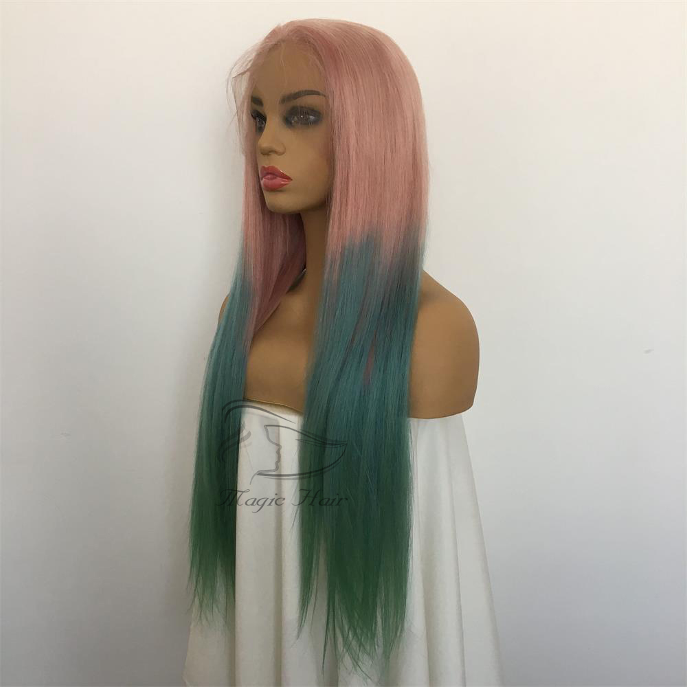 Full Lace Human Wig with Baby Hair Pre Plucked Brazilian Remy Hair Ombre color pink/blue/green Lace frontal Human Hair Wigs