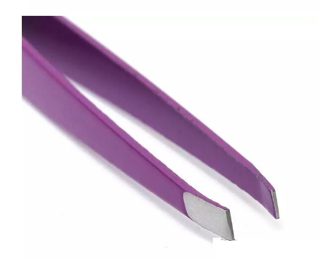 hot 24 Pcs Colorful Stainless Steel Slanted Tip Beauty Eyebrow Tweezers Hair Removal Tools Free shipping