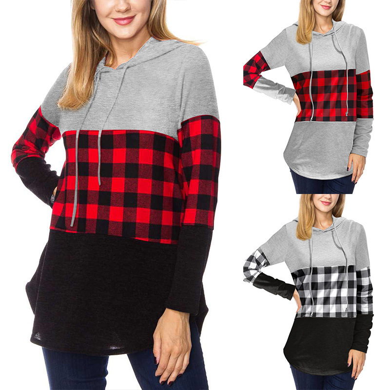 2019 Women Grey Red Plaid Hoodie Girls Patchwork Drawstring Sweatshirts Pullover Hip Pop Tops Hoodies Shirt Designer Sweater Coat, As picture
2019 Women Grey Red Plaid Hoodie Girls Patchwork Drawstring Sweatshirts Pullover Hip Pop Tops Hoodies Shirt Designer Sweater Coat, As picture