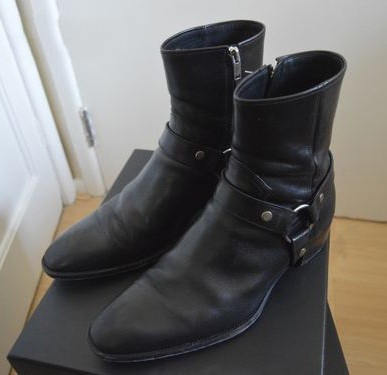 Hot Sale-and Style Black Leather Motorcylcle Boots Men Gentlemen Shoes Fall Winter 2017