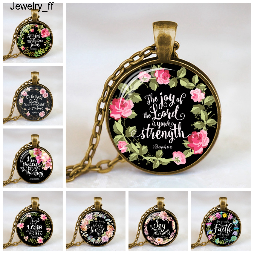 Handmade Bible Verse Necklace Flower Art Glass Dome Quote Pendant Jewelry Christian Faith Gift For Women Men Best Gift
Handmade Bible Verse Necklace Flower Art Glass Dome Quote Pendant Jewelry Christian Faith Gift For Women Men Best Gift