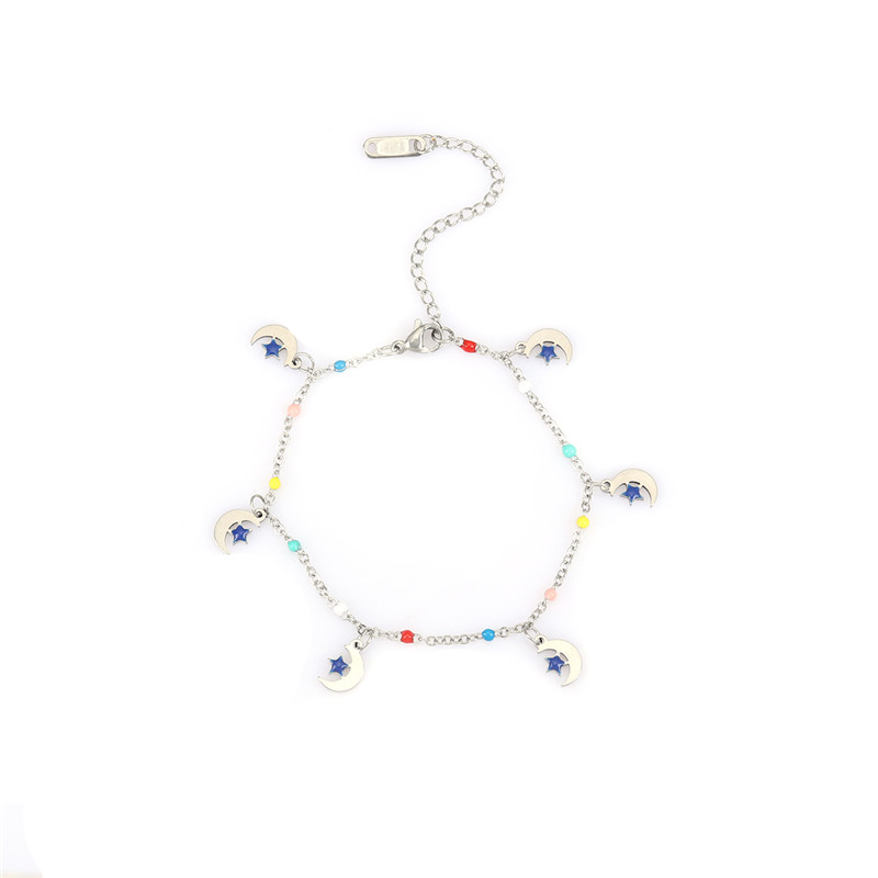 New Stainless Steel Bracelets Silver Multicolor Half Moon Star Enamel Bracelet Jewelry For Women Girl Gift 17.5cm Long, 1 Piece
New Stainless Steel Bracelets Silver Multicolor Half Moon Star Enamel Bracelet Jewelry For Women Girl Gift 17.5cm Long, 1 Piece