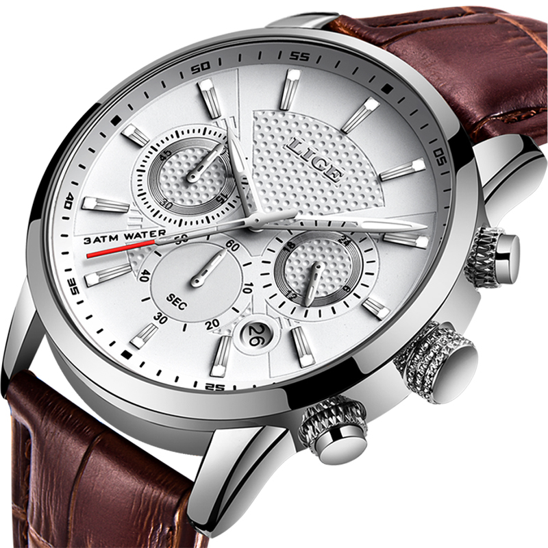 LIGE 2019 New Watch Men Fashion Sport Quartz Clock Mens Watches Brand Luxury Leather Business Waterproof Watch Relogio Masculino LY191226, Slivery;brown
LIGE 2019 New Watch Men Fashion Sport Quartz Clock Mens Watches Brand Luxury Leather Business Waterproof Watch Relogio Masculino LY191226, Slivery;brown