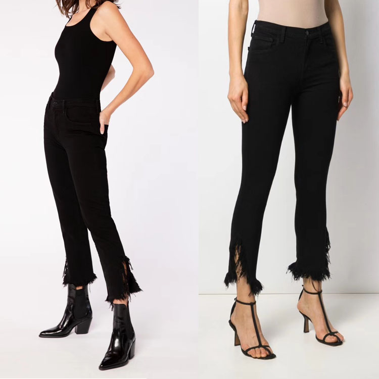 Recommend fashionable and easy to wear ~ irregular brushed fringe slim long mid rise jeans Ninth pants, Black
Recommend fashionable and easy to wear ~ irregular brushed fringe slim long mid rise jeans Ninth pants, Black
