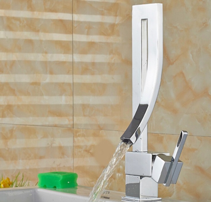 Modern Stylish Kitchen Faucet Hot And Cold Water Unique Bend Deck Moute Mixer Bathroom Faucet Torneiras Para Pia De Banheiro