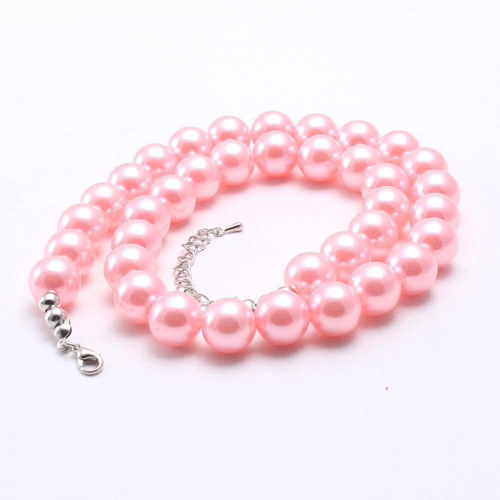Newest Style Fashion Solid Color Pearl Kid Chunky Necklace Girls Bubblegum Beads Chunky Necklace Jewelry For Children