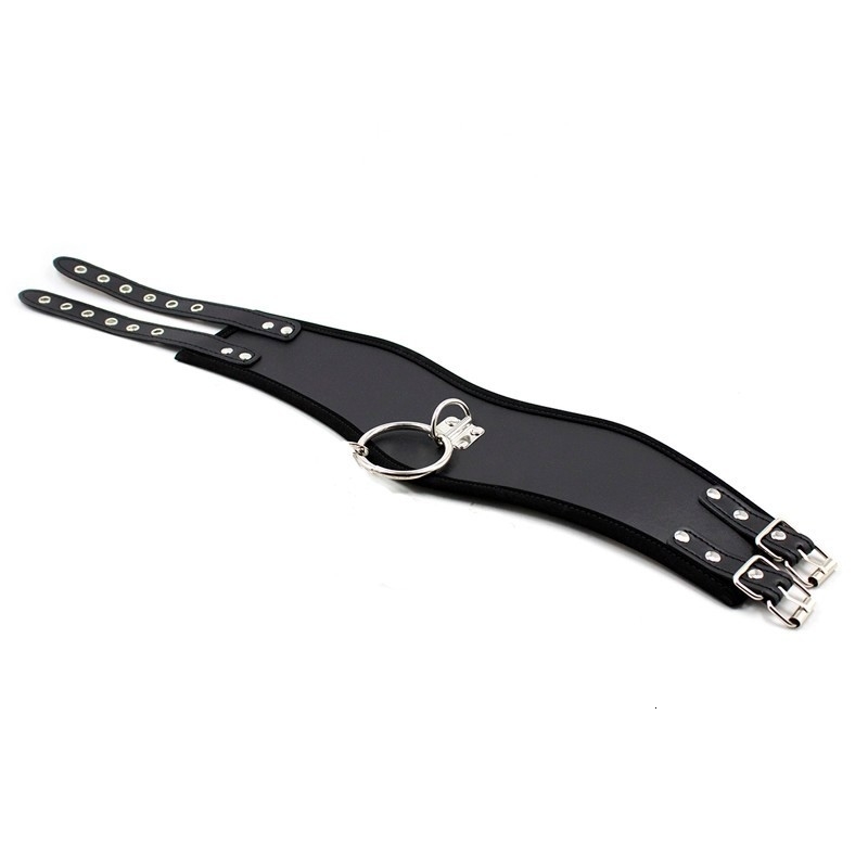 Black PU Leather Posture Neck Collar Bondage Restraint Belt Slave Fetish Bondage Neck Strap Harness Sex Toys For Couples Y18102405 - view 5