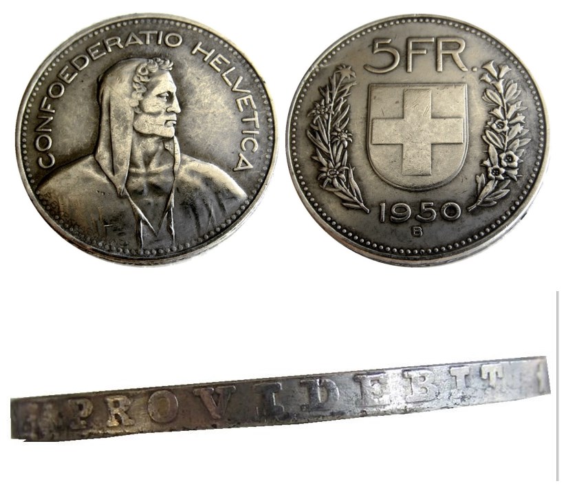 Switzerland (Confederation) 1950 Silver 5 Francs (5 Franken) Copy Coin diameter:31.45mm Wholesale
Switzerland (Confederation) 1950 Silver 5 Francs (5 Franken) Copy Coin diameter:31.45mm Wholesale