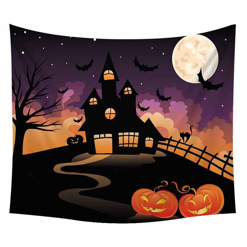DIY Wall-mounted Home Decorations 60 x 80 inch Tapestry Halloween Pumpkin Ghost Peculiar Gifts Decorations for Party #0907