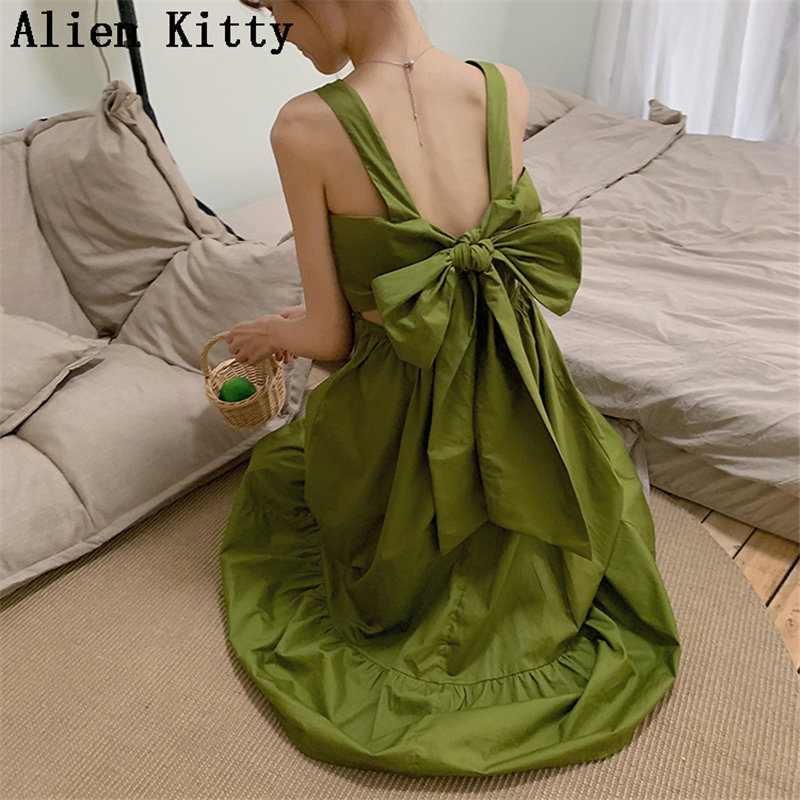 Alien Kitty Stylish Summer Spaghetti Strap Sweet Solid Loose Sleeveless Bow Fashion Women Casual All Match Strapless Long Dress, Green
Alien Kitty Stylish Summer Spaghetti Strap Sweet Solid Loose Sleeveless Bow Fashion Women Casual All Match Strapless Long Dress, Green