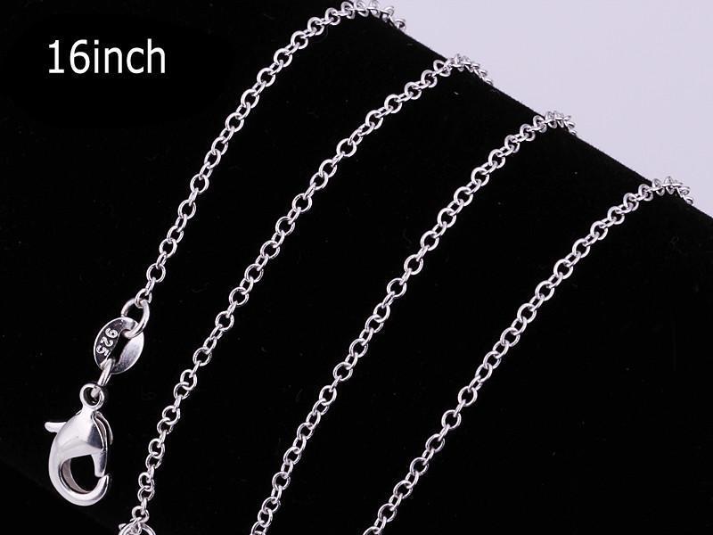 Necklaces Best Price ! 100pcs /lot 925 Sterling Silver Rolo O Chain Necklaces Jewelry 1mm 16 -- 24 925 Silver DIY Chains Fit Pendant Jewelry
