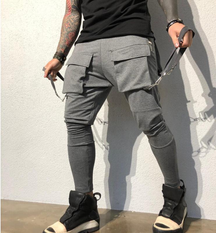 Men`s Fashion Gym Cargo Combat Trousers Solid Color Tracksuit Bottoms Skinny Joggers Sweat Track Pants