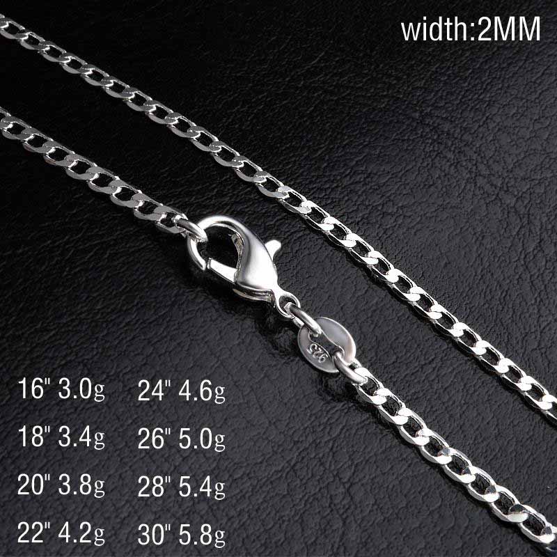 Bulk 2MM 925 sterling silver Side necklace Cuban Link chains For women Mens Jewelry 16 18 20 22 24 26 28 30 inches, Golden;silver
Bulk 2MM 925 sterling silver Side necklace Cuban Link chains For women Mens Jewelry 16 18 20 22 24 26 28 30 inches, Golden;silver