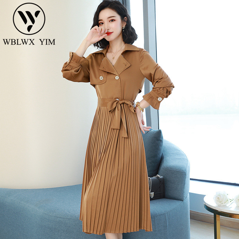 Fashion splice Pleated long Trench coat womens Elegant Office long sleeve Trench Ladies Korean high quality Business Outerwear, Black
Fashion splice Pleated long Trench coat womens Elegant Office long sleeve Trench Ladies Korean high quality Business Outerwear, Black