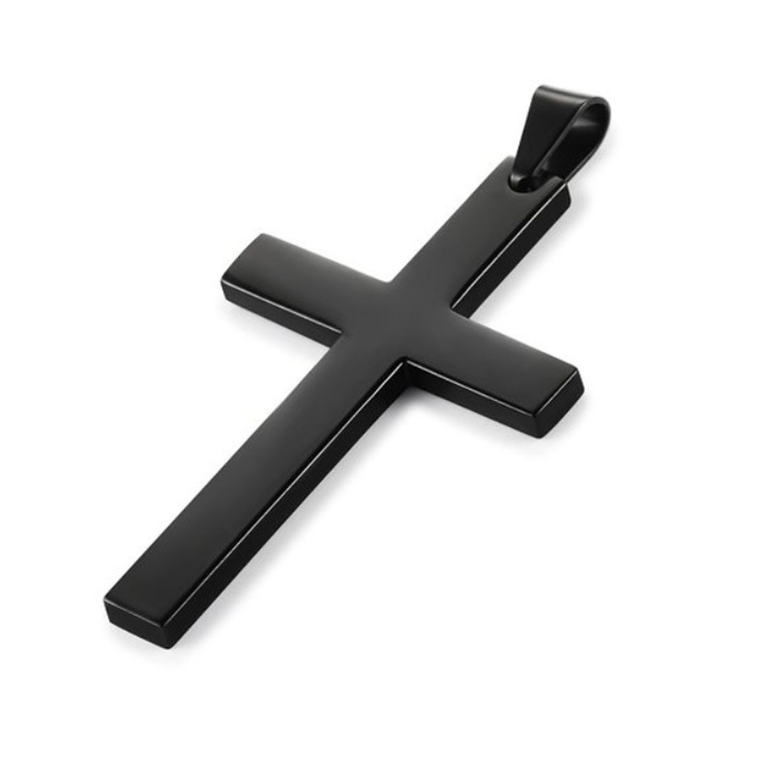 High Quality Polished Cross Pendant Necklace Gold/Black Gun Plated Stainless Steel Fashion Religious Jewelry for Women Men