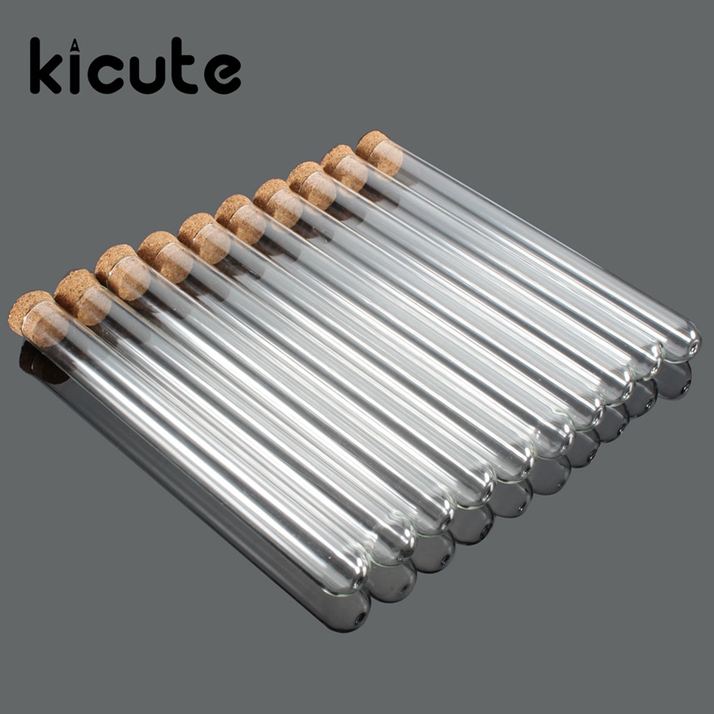 

10pcs/pack Lab Glass Test Tube With Cork Stoppers 15x150mm Laboratory School Educational Supplies