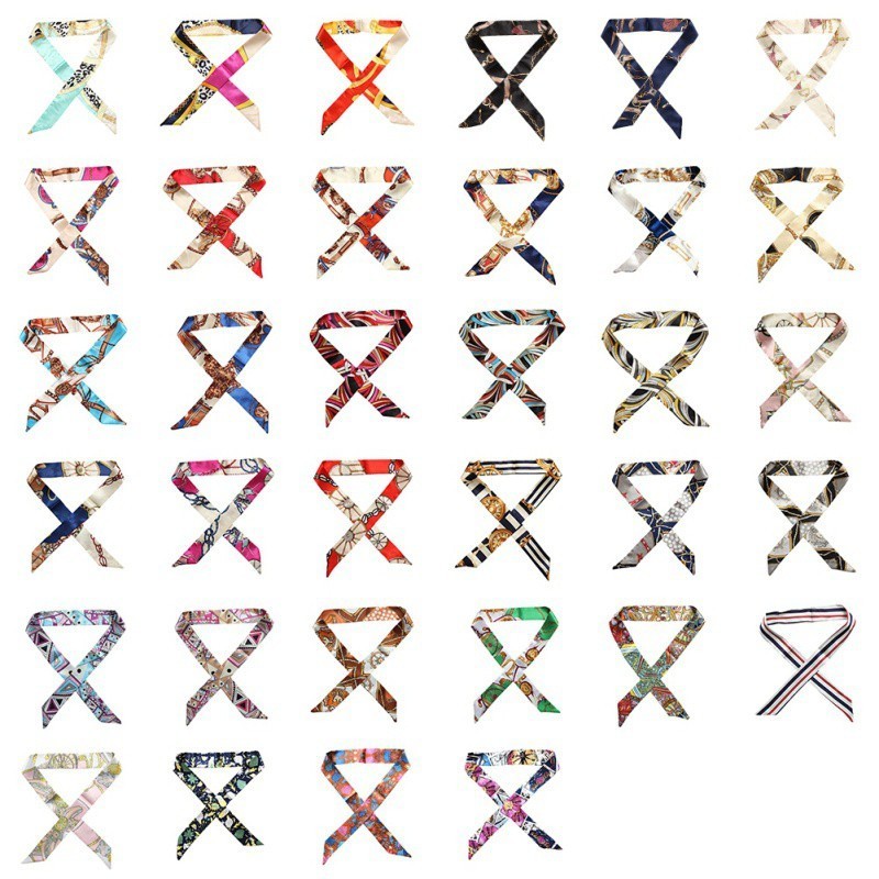 2018 Fashion Print Silk-like Scarf Women Bag Ribbon Scarf Female Hair Ribbons Decoration Multipurpose Scarves D19011106