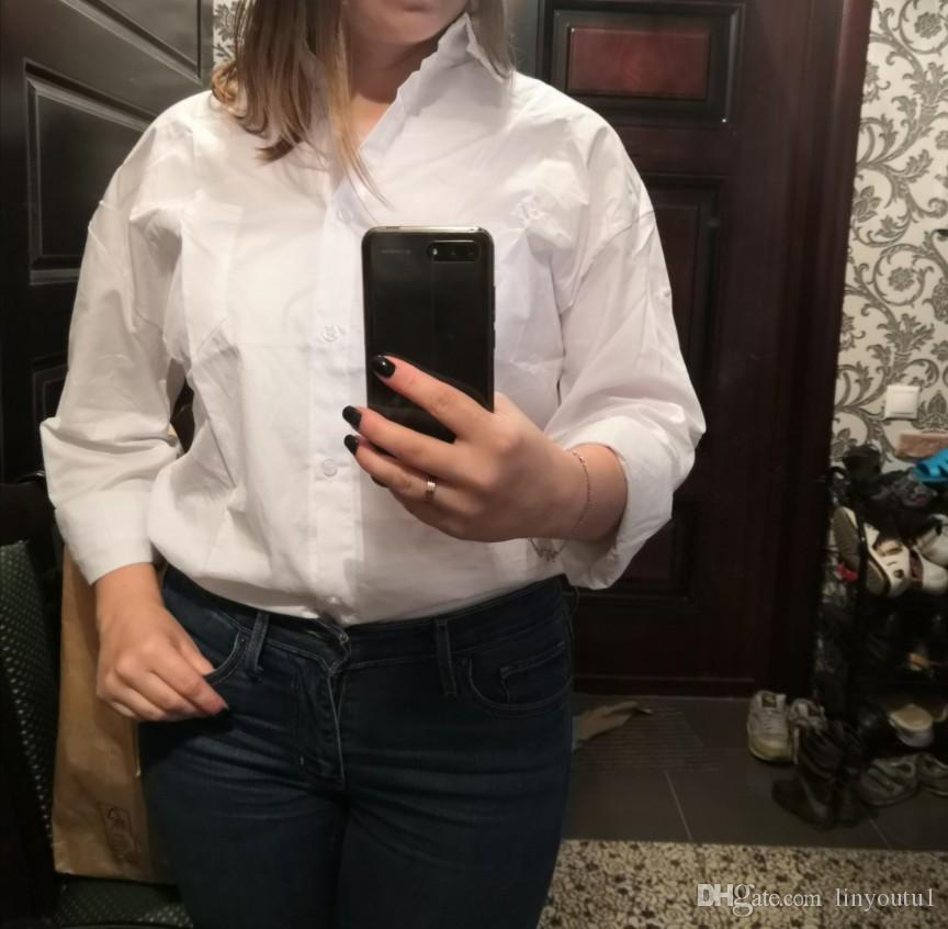 2020 Casual Loose Women Shirts 2019 Autumn New Fashion Collar Plus Size Blouse Long Sleeve Buttons White Shirt Women Tops Streetwear