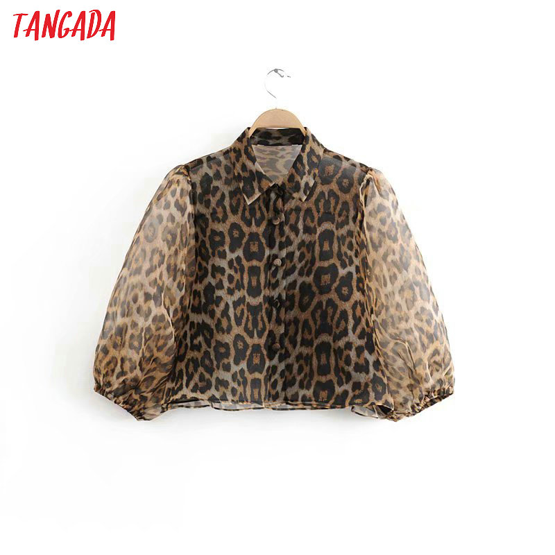 Tangada women leopard pattern mesh blouse transparent long sleeve female short shirts stylish ladies tops 3A47, Multi
Tangada women leopard pattern mesh blouse transparent long sleeve female short shirts stylish ladies tops 3A47, Multi